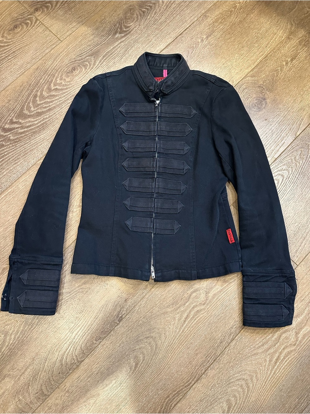 Vintage y2k Tripp NYC military denim jacket L gothic military emo scenekid